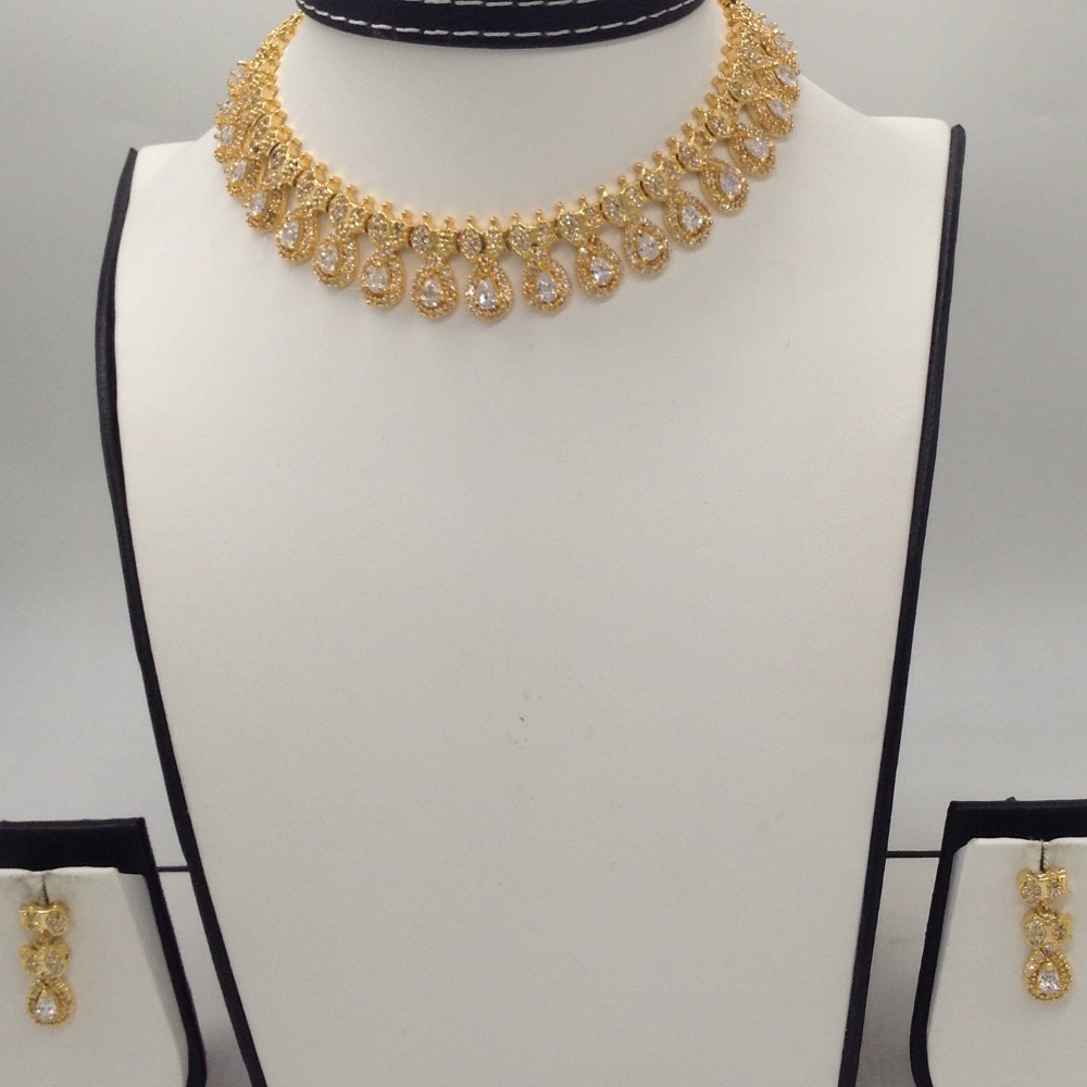 White CZ Stones Necklace Set JNC0038
