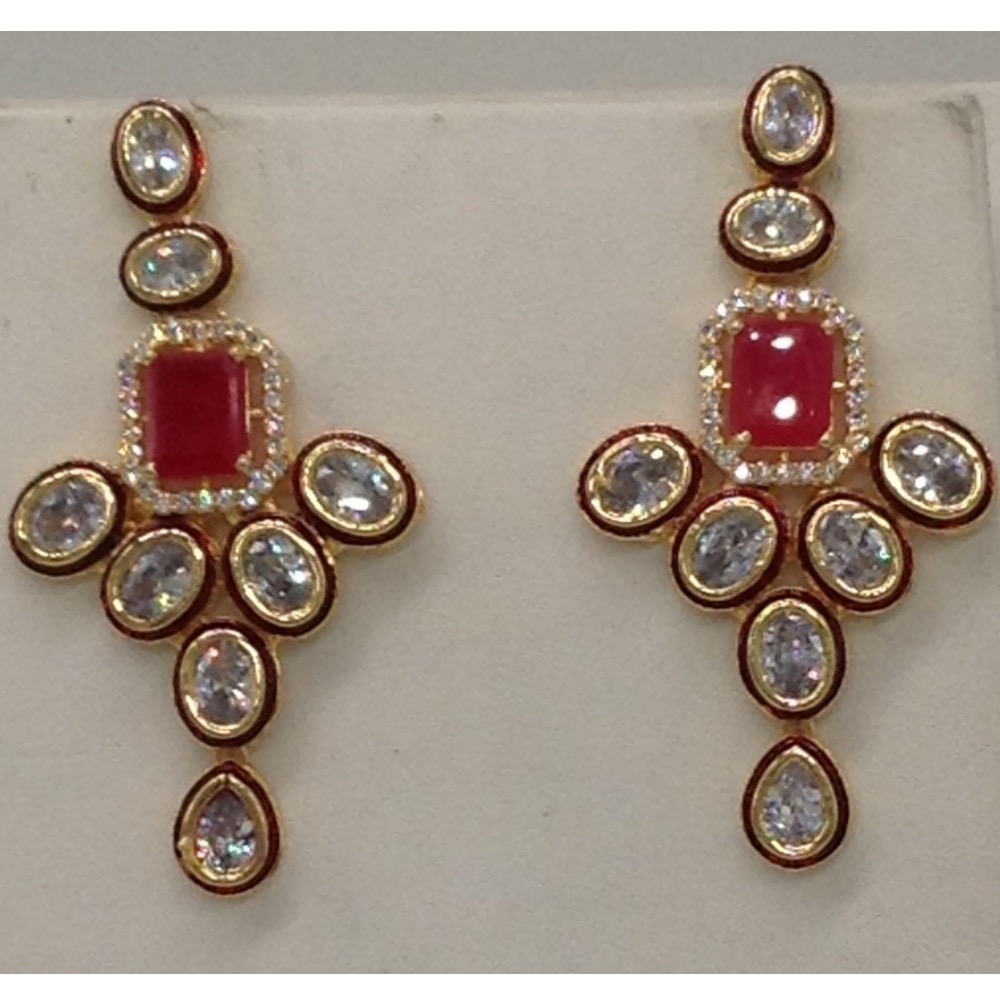 White cz and red stones choker set jnc0029 - Image 3
