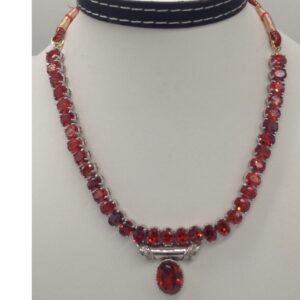 Oval Orange CZ Stones Necklace Set JNC0042