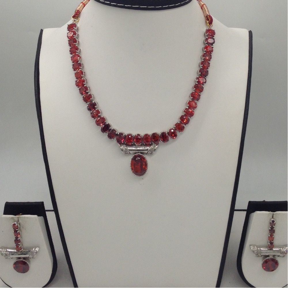Oval Orange CZ Stones Necklace Set JNC0042