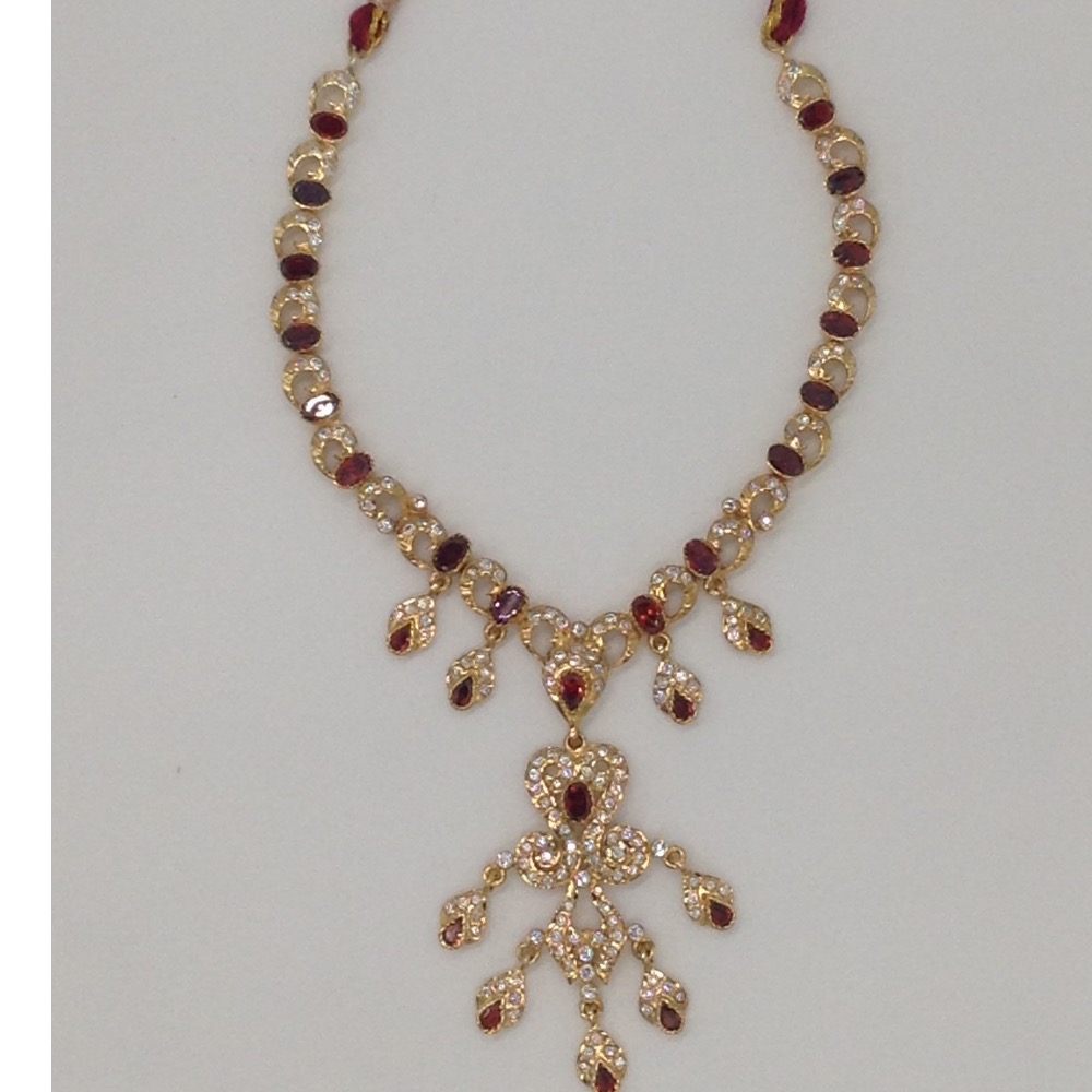 White And Brown CZ Stones Necklace Set JNC0041