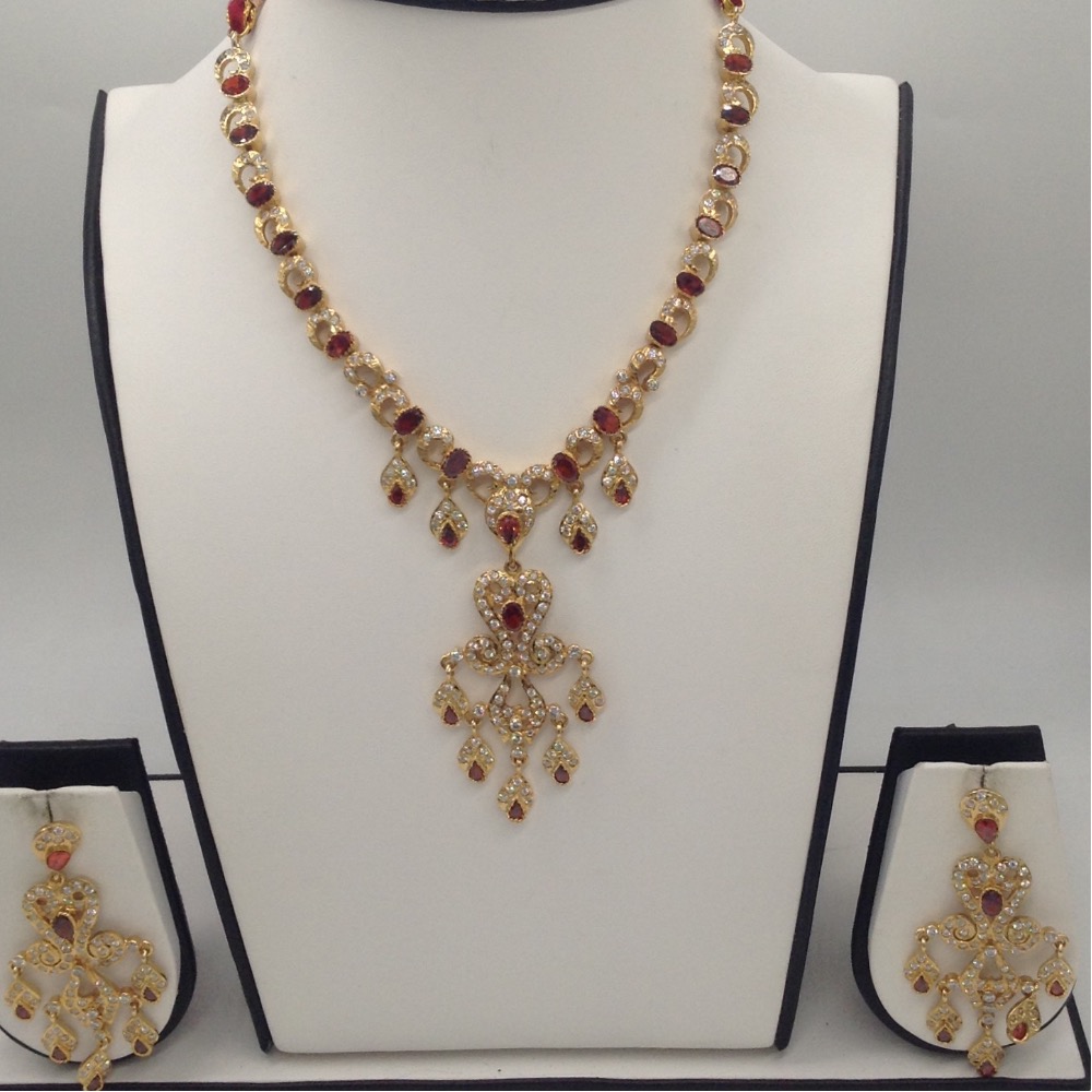White And Brown CZ Stones Necklace Set JNC0041
