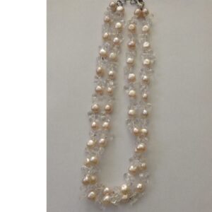 Pink Potato Pearls Necklace With Sphetic Drops JPM0296