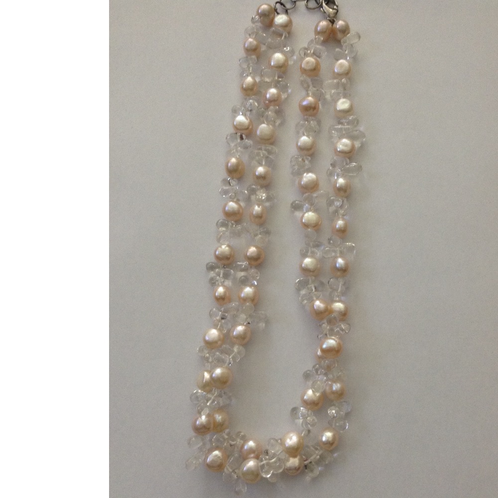 Pink Potato Pearls Necklace With Sphetic Drops JPM0296 - Image 2