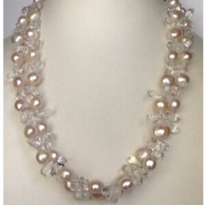 Pink Potato Pearls Necklace With Sphetic Drops JPM0296