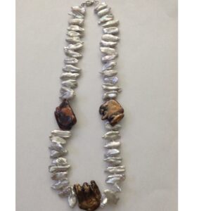 Freshwater Grey and Brown Chips Baroque Pearls Knotted Mala JPM0294