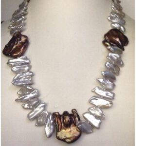 Freshwater Grey and Brown Chips Baroque Pearls Knotted Mala JPM0294