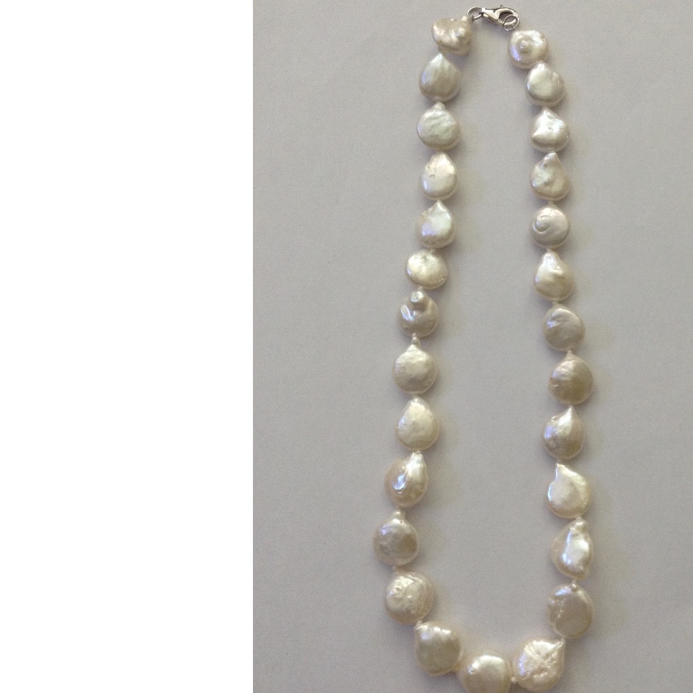 Freshwater White Button baroque Pearls Knotted Mala JPM0292