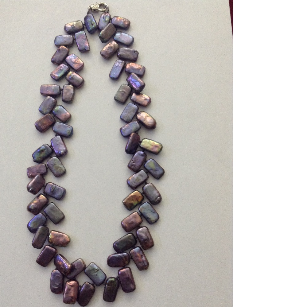 Black Rectangle Baroque Zigzag Knotted Mala JPM0284