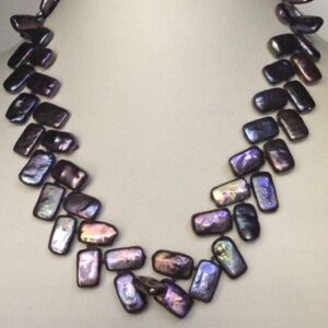 Black Rectangle Baroque Zigzag Knotted Mala JPM0284