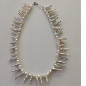 Freshwater White Kaadi Baroque and Button Pearls Mala JPM0282