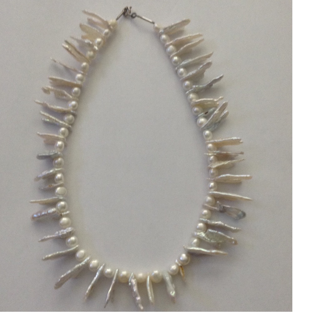 Freshwater White Kaadi Baroque and Button Pearls Mala JPM0282
