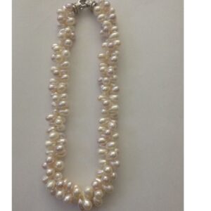 White Drop Pearls 2 Layers Twisted Knotted Necklace JPM0278