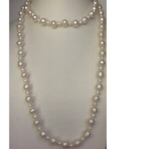 Freshwater Cream Oval And Potato Pearls Long Mala JPM0271