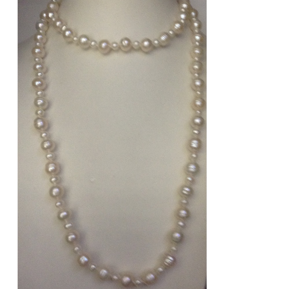 Freshwater Cream Oval And Potato Pearls Long Mala JPM0271