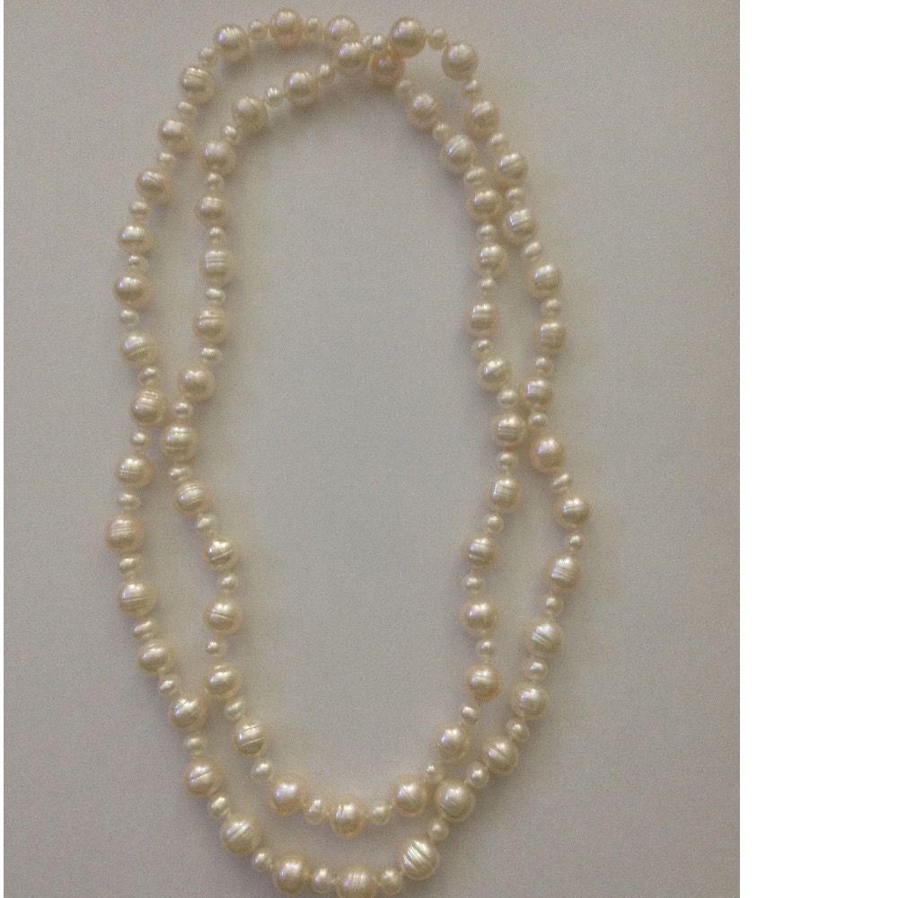 Freshwater Cream Oval And Potato Pearls Long Mala JPM0271