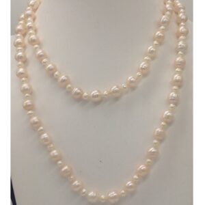 Freshwater Cream Oval And Potato Pearls Long Mala JPM0271