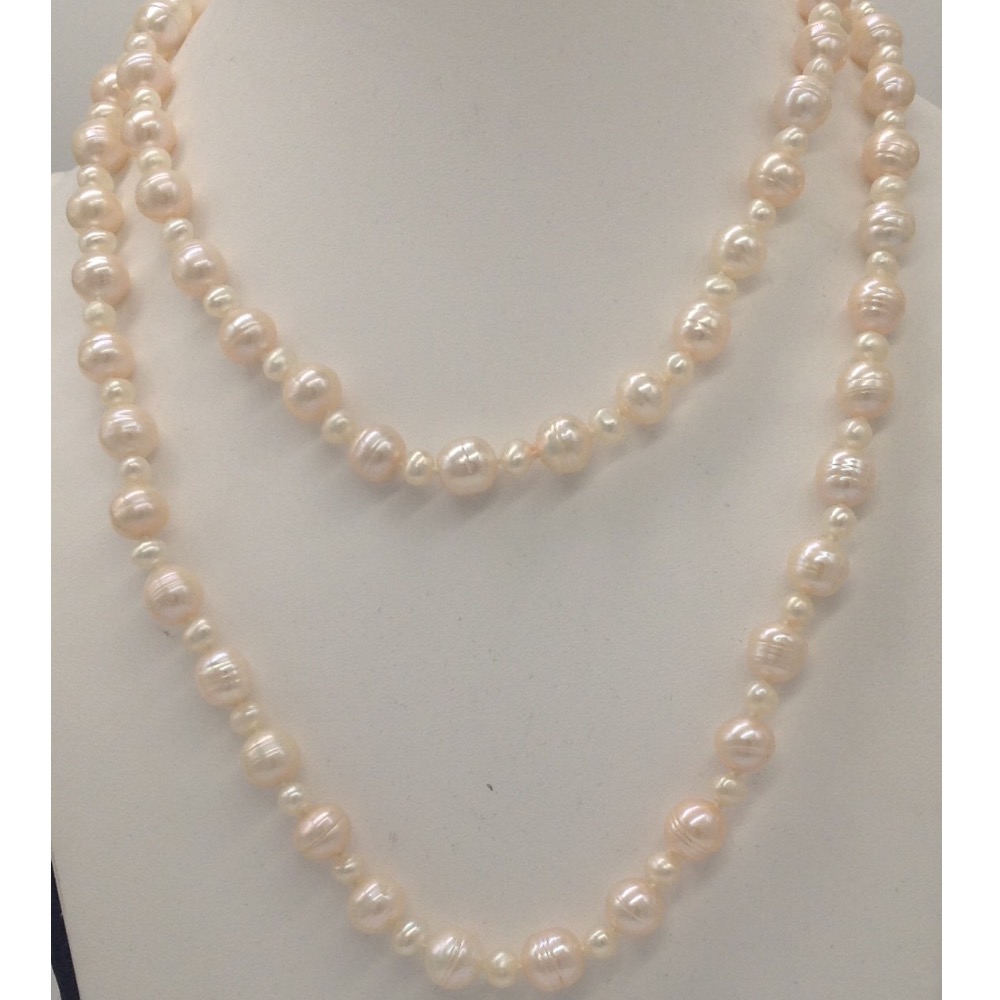 Freshwater Cream Oval And Potato Pearls Long Mala JPM0271