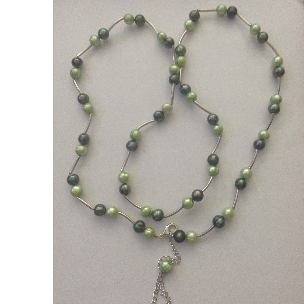 Freshwater Green Potato Pearls Long Pipe Mala JPM0270
