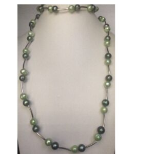 Freshwater Green Potato Pearls Long Pipe Mala JPM0270