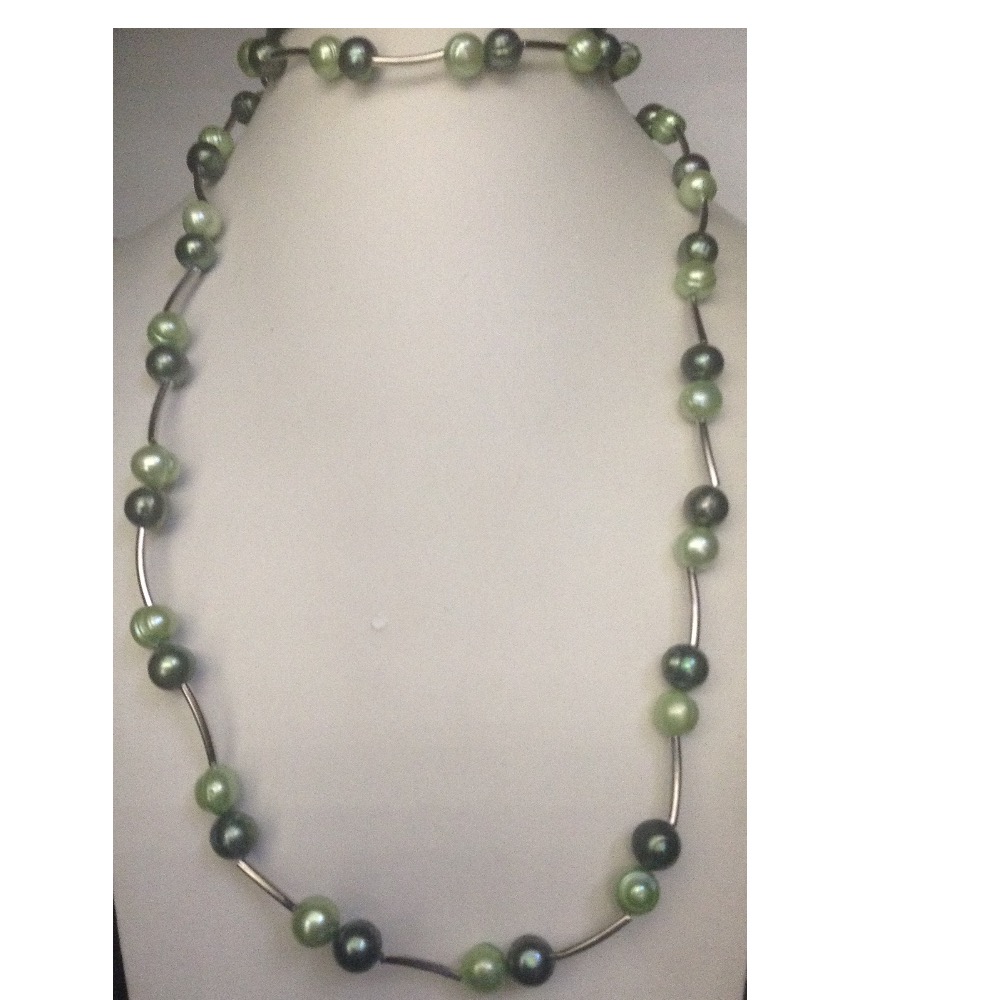 Freshwater Green Potato Pearls Long Pipe Mala JPM0270