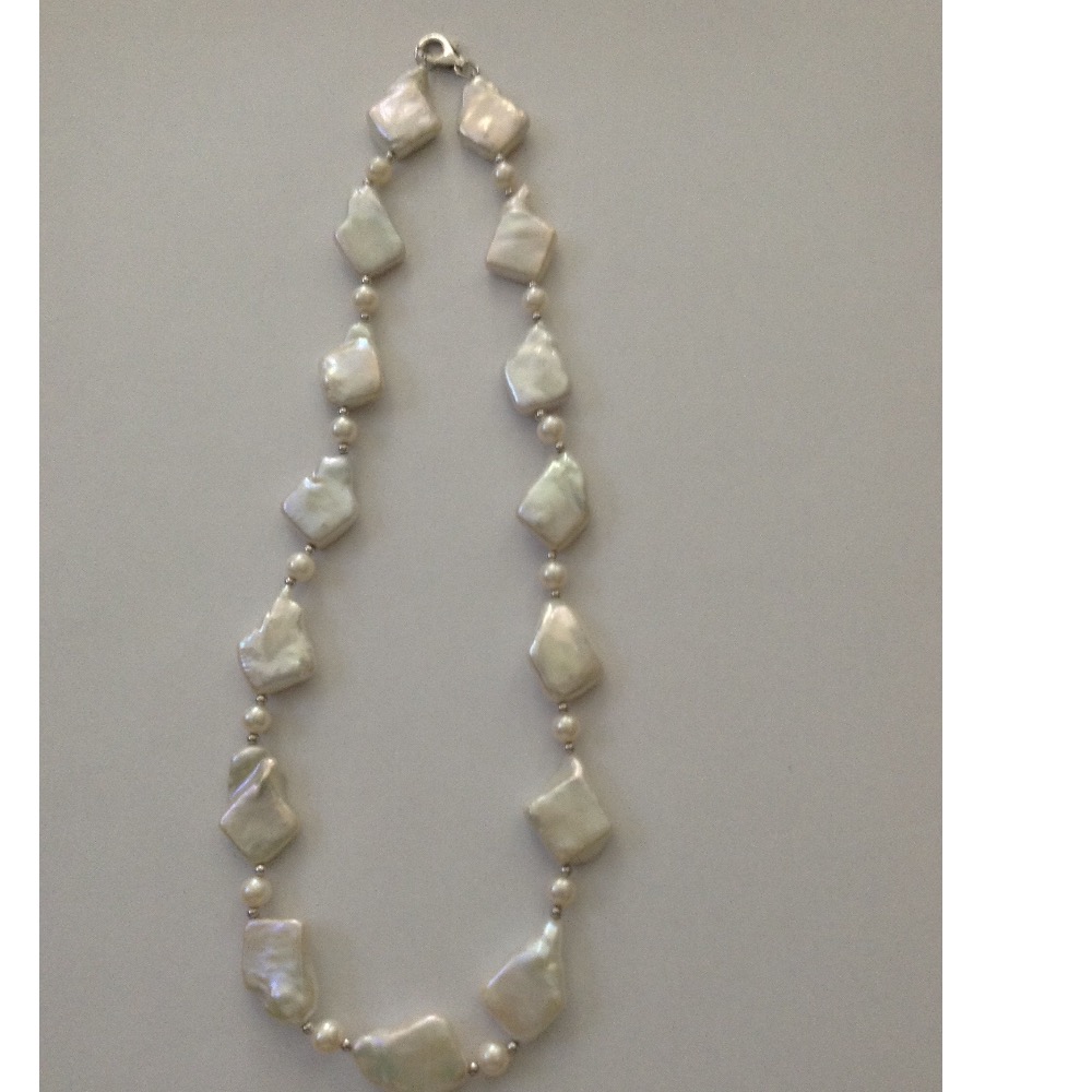 Freshwater White Kite Baroque Pearls Mala JPM0272