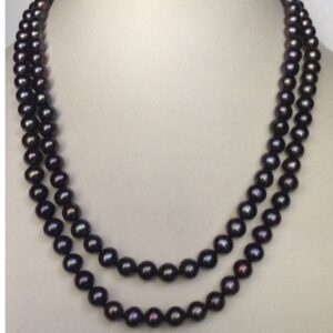 Freshwater Black Round Pearls Long Knotted Mala JPM0269