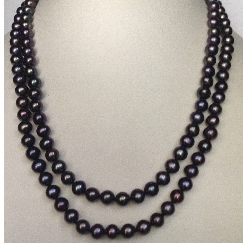 Freshwater Black Round Pearls Long Knotted Mala JPM0269