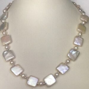 Freshwater White Square Baroque Pearls Mala JPM0268