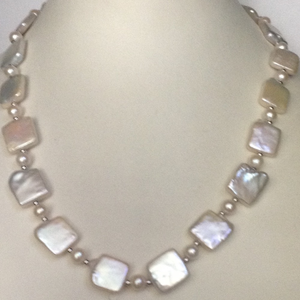 Freshwater White Square Baroque Pearls Mala JPM0268