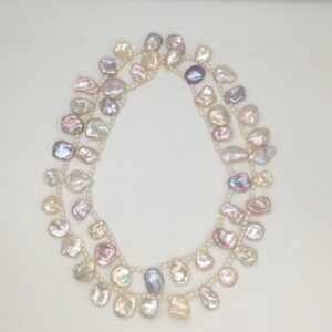 Freshwater multicolour baroque drop pearls long mala jpm0263