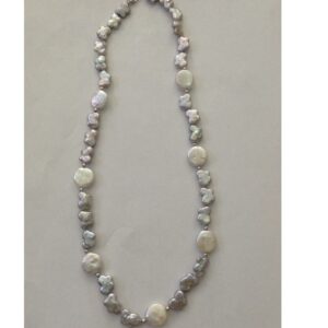 Freshwater Grey Butterfly Baroque Pearls Mala JPM0253