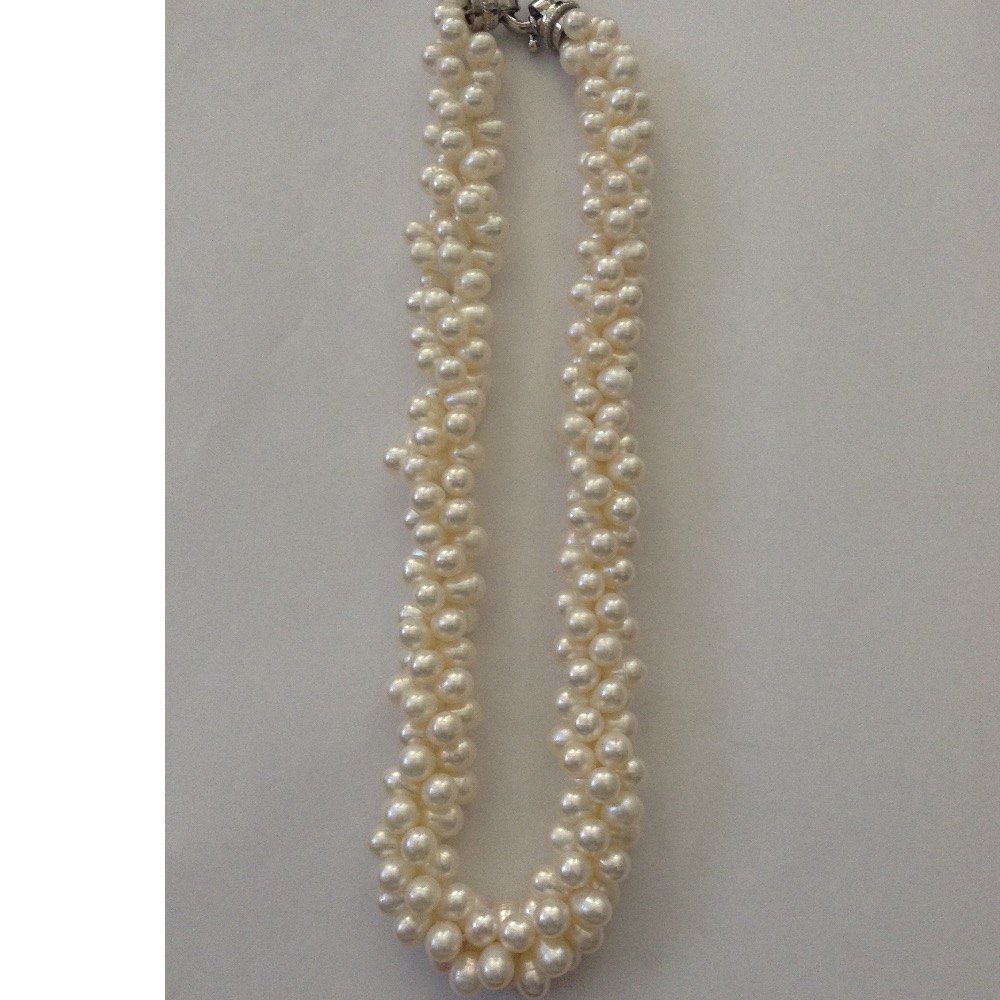 Freshwater White Drop Pearls 3 Layers Necklace JPM0252