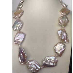 Freshwater Pink Glossy Natural Baroque Pearls Mala JPM0250