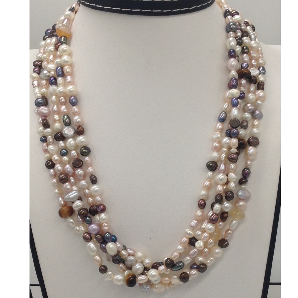 Multicolour Mix Long Mala With Semi Precious Beeds JPM0242