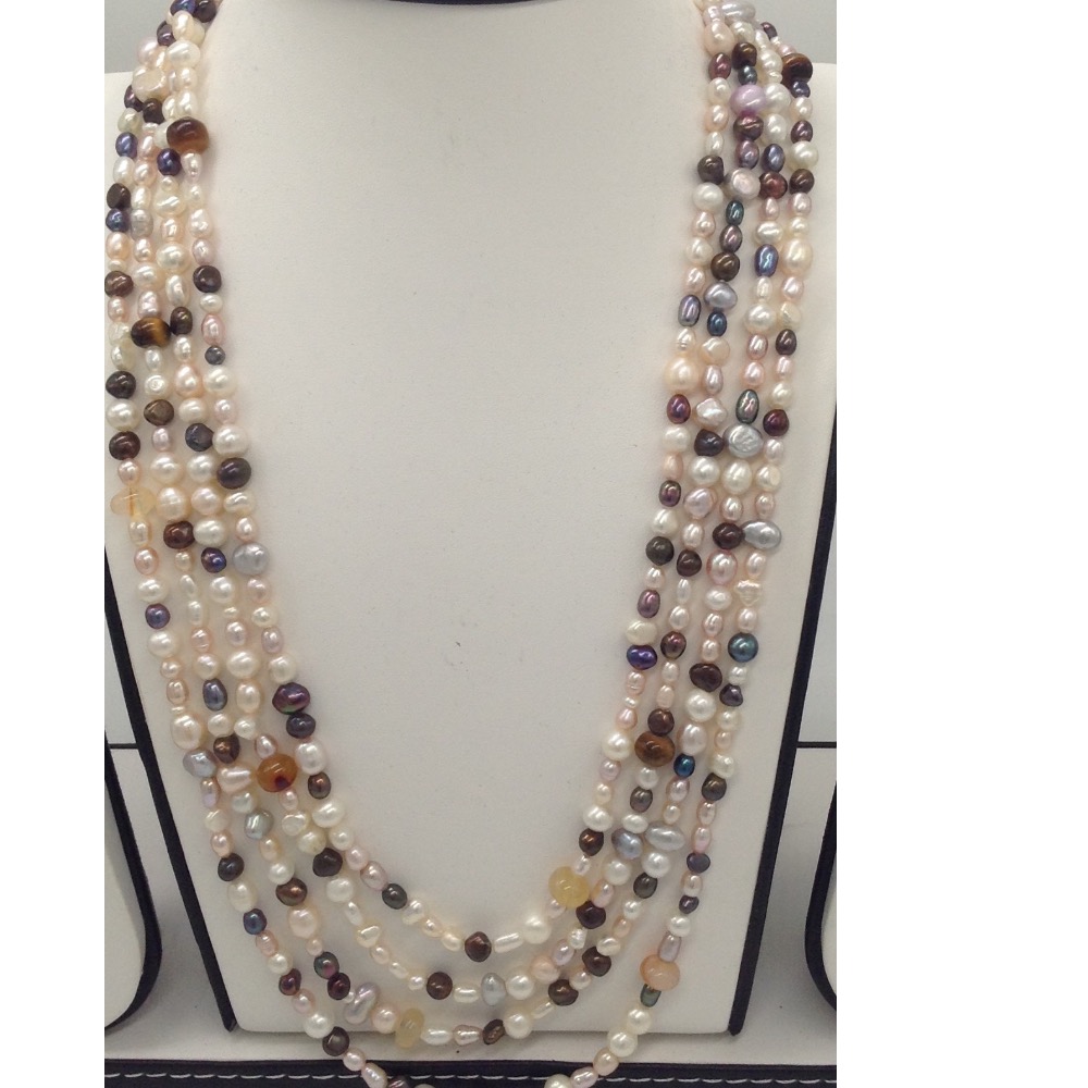 Multicolour Mix Long Mala With Semi Precious Beeds JPM0242