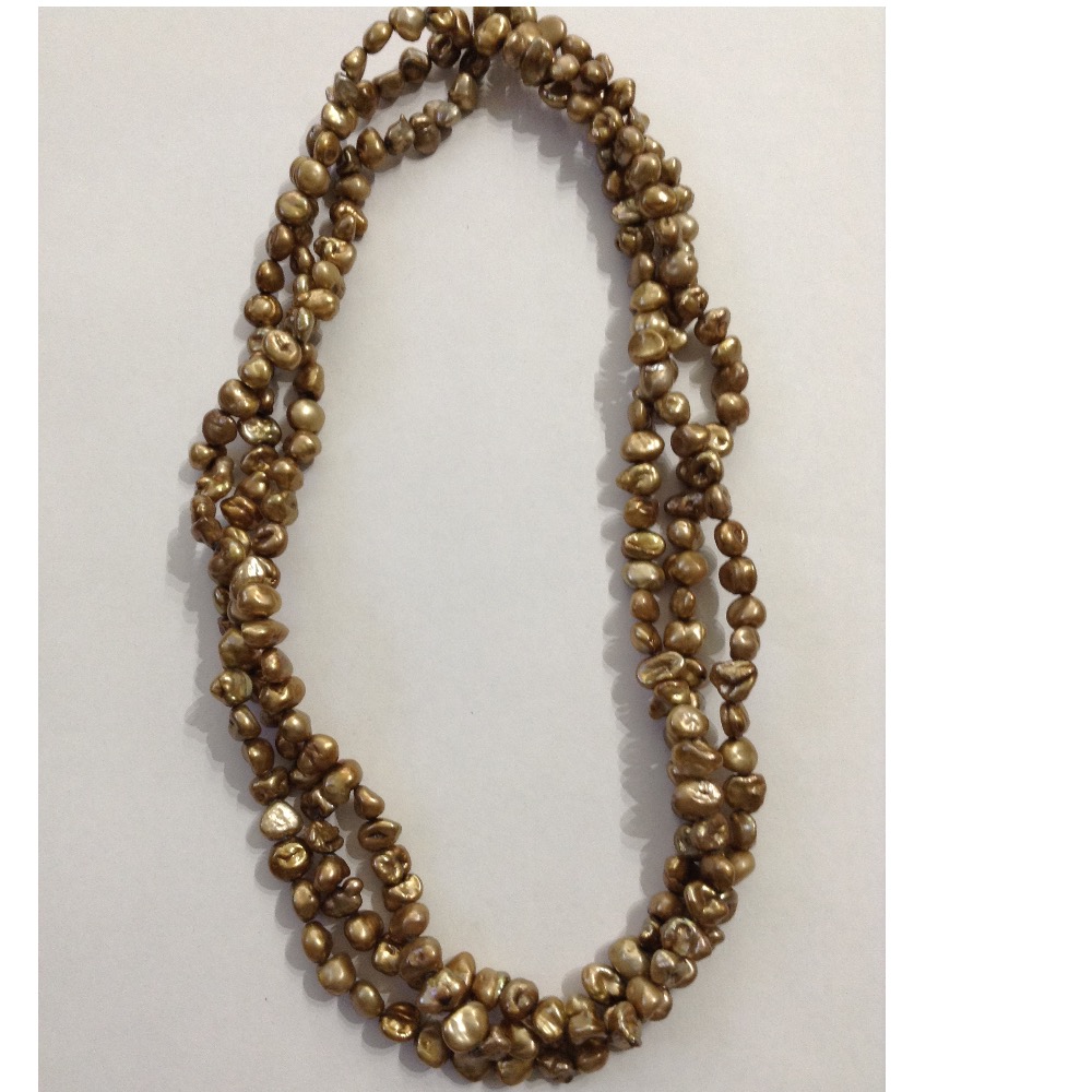 Freshwater Brown Chips Baroque 3 Layers Necklace JPM0237