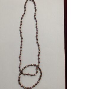 Brown oval Pearls Knotted Mala With Matching Bracelet JPM0236