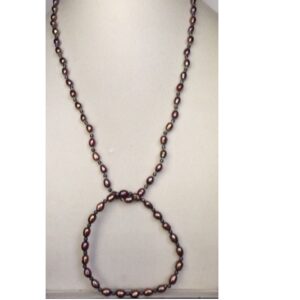 Brown oval Pearls Knotted Mala With Matching Bracelet JPM0236