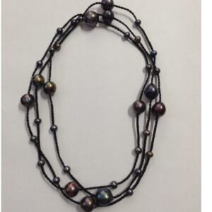Freshwater Black Baroque Pearls Long Dori Mala JPM0233