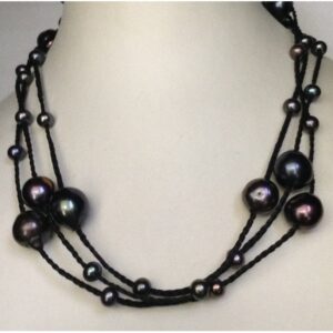 Freshwater Black Baroque Pearls Long Dori Mala JPM0233