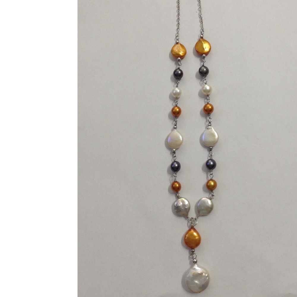 Freshwater Multicolour Baroque Pearls Silver Chain JPM0227