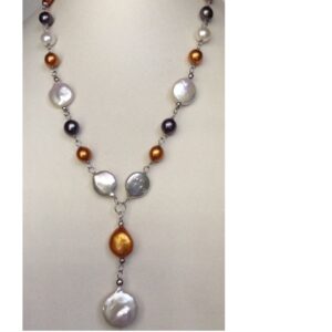 Freshwater Multicolour Baroque Pearls Silver Chain JPM0227