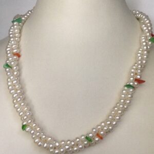 White Potato Pearls Necklace With Semi Precious Chips JPM0224