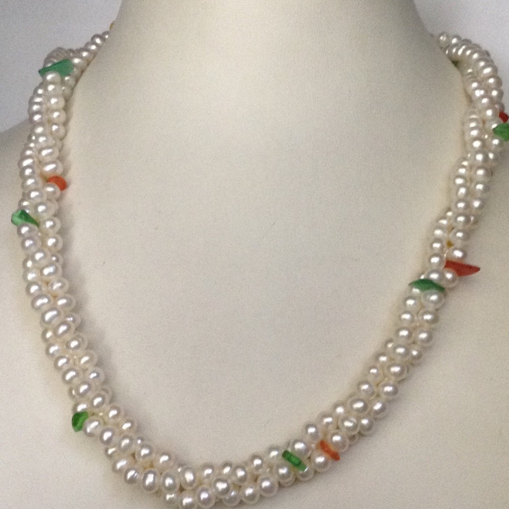 White Potato Pearls Necklace With Semi Precious Chips JPM0224