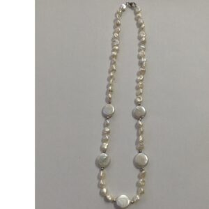 Freshwater White Baroque Pearls Mala With White Jaco Balls JPM0218