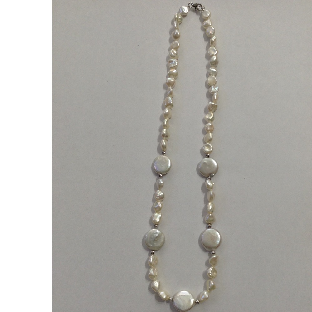 Freshwater White Baroque Pearls Mala With White Jaco Balls JPM0218