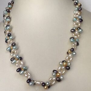 Freshwater multicolour rice pearls jaali mala JPM0220