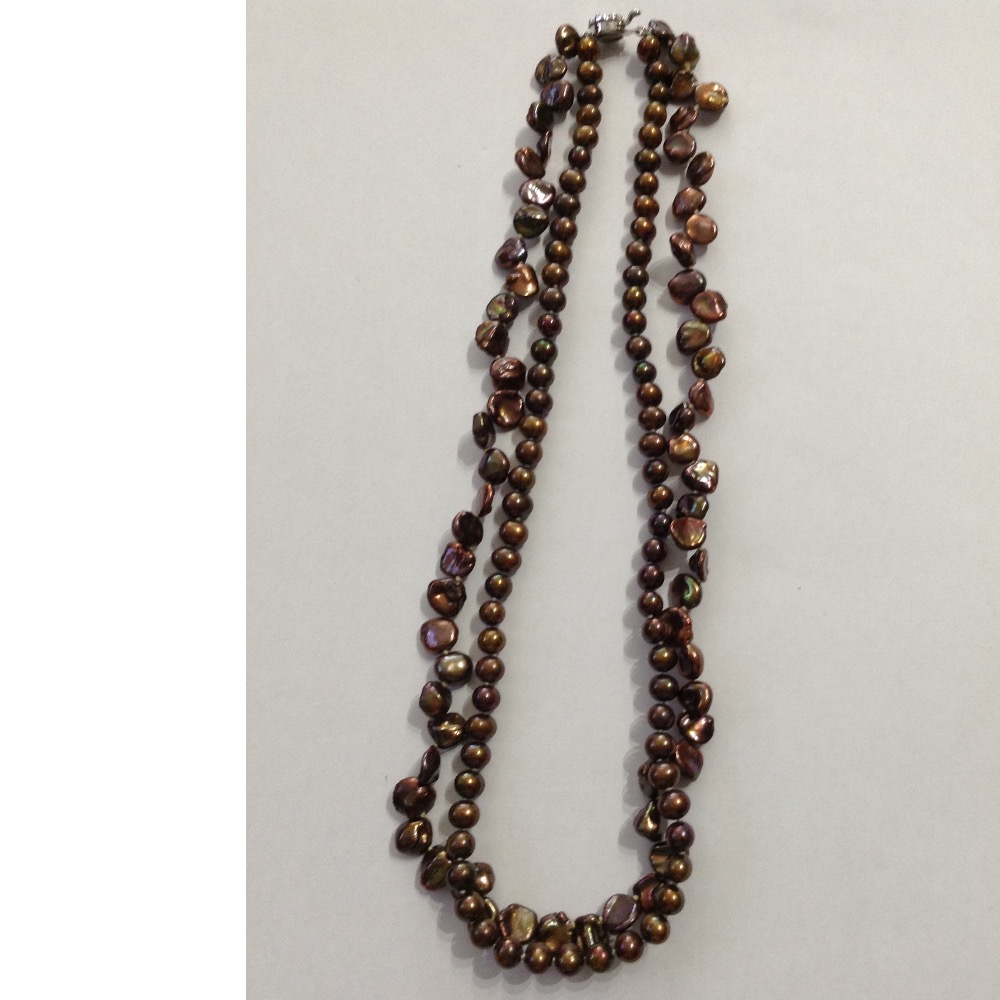 Brown Potato And Chips Baroque 2 Layers Necklace JPM0217