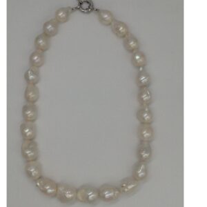 Freshwater White Oval Baroque Pearls Mala JPM0213